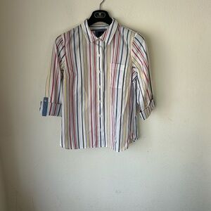 Náutica woman getaway cotton, Striped, Roll-Tab Shirt